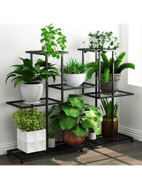 5-Tier Metal Plant Stand - Multifunctional Indoor/Outdoor Shelf for Plants